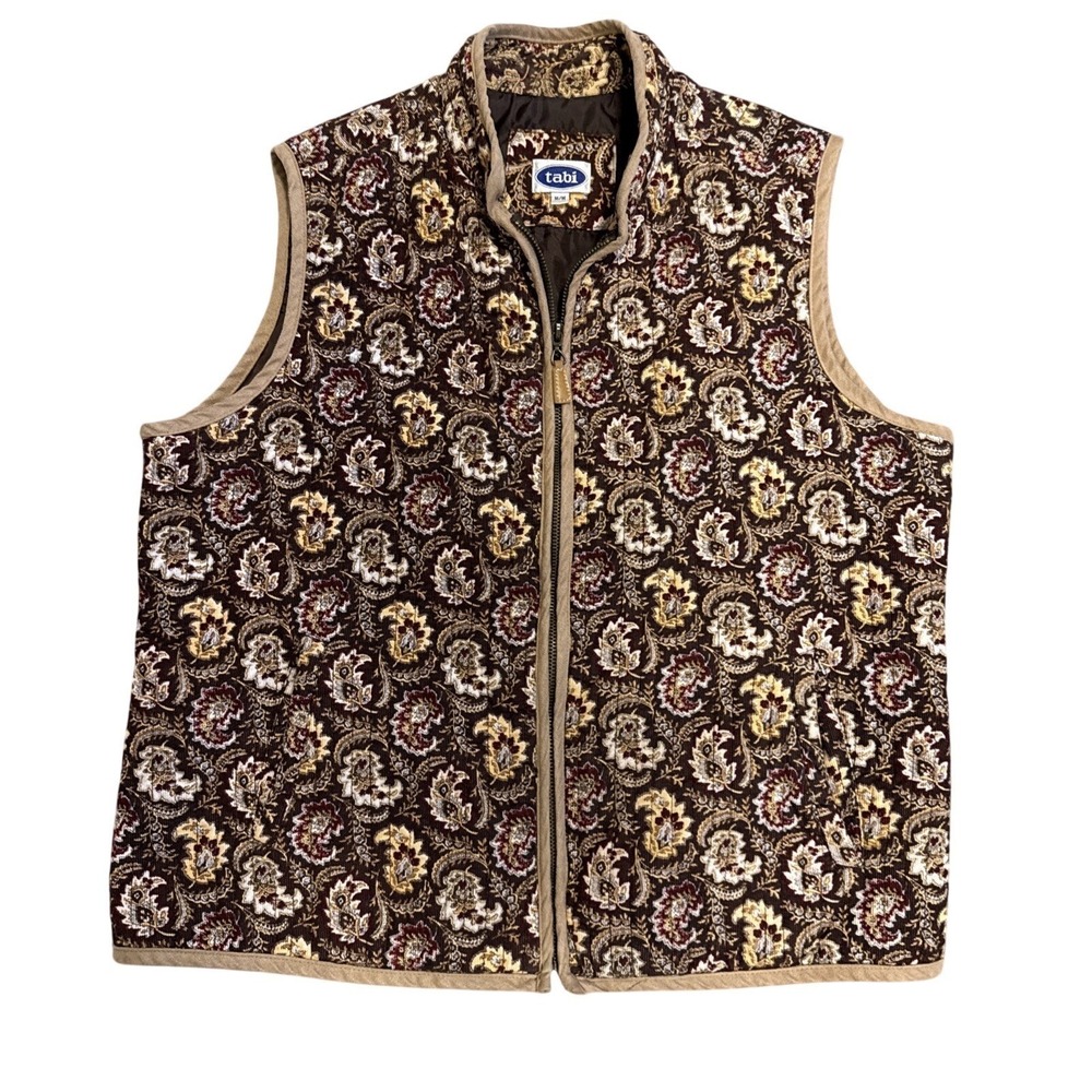 Tabi Corduroy Quilted Vest Women's Size M - Cottage Core Vintage Look Pockets